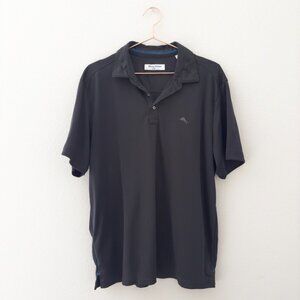 Tommy Bahama Short Sleeve Collared Polo Shirt Black Size XL